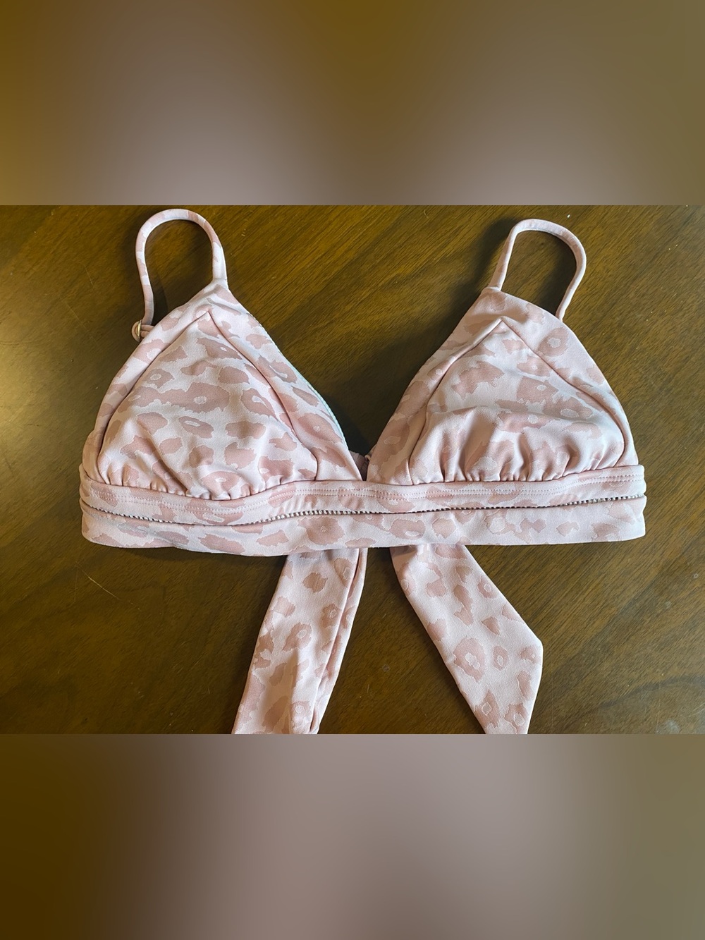 PILYQ Light Pink Leopard Triangle Bikini Top Size D
